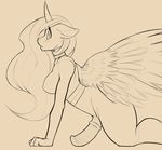  anthro anthrofied breasts dickgirl equine erection feathered_wings feathers florecentmoo friendship_is_magic horn intersex looking_at_viewer mammal my_little_pony nude penis princess_celestia_(mlp) side_view simple_background solo winged_unicorn wings 
