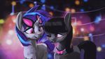  2017 abstract_background black_hair bow_tie duo earth_pony equine eye_contact female feral friendship_is_magic hair horn horse mammal multicolored_hair my_little_pony octavia_(mlp) paperdrop pony purple_eyes smile unicorn vinyl_scratch_(mlp) 