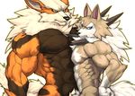  2017 abs anthro biceps canine captainjohkid flakjacket0204 fur male mammal muscular muscular_male nintendo pecs pok&eacute;mon simple_background video_games 
