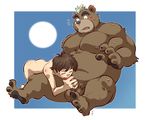  2017 41raco anthro ashigara bear blush child fellatio human human_on_anthro interspecies male male/male mammal mohawk nipples nude oral overweight sex sweat tokyo_afterschool_summoners young 