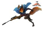  2015 anthro barefoot black_nose canine clothed clothing female fox gun mammal official_art ranged_weapon rifle sasha_(tnt) simple_background sinto619 solo tooth_and_tail weapon white_background 