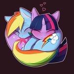  &lt;3 2017 absurd_res blush captainpudgemuffin cuddling cutie_mark duo equine eyes_closed female feral friendship_is_magic hair hi_res horn mammal multicolored_hair multicolored_tail my_little_pony rainbow_dash_(mlp) rainbow_hair rainbow_tail simple_background sleeping twilight_sparkle_(mlp) unicorn 