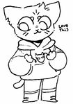  2017 :3 anthro cat clothes_swap clothing cute daww dialogue drarw_(artist) english_text eyebrows feline footwear hood hooded_jacket hoodie jacket lace logo mae_(nitw) mammal night_in_the_woods notched_ear pants paws pockets smile solo text tuft whiskers 