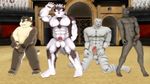  2017 3d_(artwork) abs anthro arena audience balls biceps big_balls blue_eyes blush body_hair brown_fur canine chest_hair colosseum crossover digital_media_(artwork) dog erection eyes_closed feline fur grimoire_of_zero group holdem horkeukamui humanoid_penis kemono male malicekira mammal masturbation mercenary_(character) moritaka multicolored_fur muscular muscular_male nipples nude one_eye_closed open_mouth outside overweight pecs penis pubes public scar slightly_chubby smile stripes teeth tiger tokyo_afterschool_summoners waving white_balls white_fur white_tiger wink wolf 