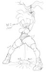  amy_rose anthro argento bdsm bondage bound breasts clothed clothing female greyscale hedgehog mammal masturbation monochrome nipples open_shirt panties panties_aside pussy_juice solo sonic_(series) sonic_boom standing underwear underwear_aside 