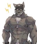  2017 anthro biceps canine dark-dusk dark_tatsuka fur hat male mammal muscular muscular_male nipples pecs solo wolf yellow_eyes 