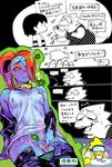  alphys anthro bare_shoulders blue_skin blush eye_patch eyewear fish hair long_hair marine masturbation nam ponytail pulled_down red_hair sey_toy undertale undyne video_games 