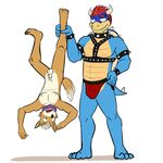  alternate_color bowser clothing crossover fox_mccloud fuze holding_upside_down jockstrap mario_bros nintendo nude penis red_underwear scarf simple_background star_fox underwear video_games white_background 