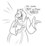  anthro boss_monster caprine female goat hi_res humor joke mammal monochrome pun reaction_image redrockuniverse smile solo text tongue toriel undertale video_games 