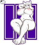  2016 anthro areola big_breasts boss_monster breasts caprine female fur goat hi_res horn looking_at_viewer mammal mature_female mother navel nipples nude parent smile solo strangeazian toriel undertale video_games white_fur 