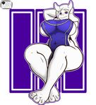 2016 anthro apron areola big_breasts boss_monster breasts caprine clothed clothing female fur goat hi_res horn looking_at_viewer mammal mature_female mother parent side_boob smile solo strangeazian toriel undertale video_games white_fur 