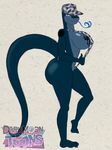  2017 big_breasts big_butt bikini blu3danny blue_skin blue_tongue bomba_(krillos) breasts butt clothing darkmoontoons female huge_breasts huge_butt komodo_dragon lizard monitor_lizard nipple_slip reptile scalie scar sling_bikini solo swimsuit tattoo tongue tongue_out 