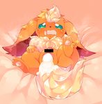  after_sex blush censored clitoris cum cum_in_pussy cum_inside eeveelution excessive_cum female feral flareon leaking lying meru nintendo on_back pok&eacute;mon pussy tears video_games 