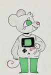  2017 anthro buckteeth clothed clothing drarw_(artist) eye_brows eyelashes female fully_clothed game_boy lori_m._(nitw) mammal mouse night_in_the_woods nintendo oversized pants pink_nose rodent smile solo sweater teeth video_games whiskers 