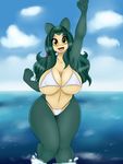  beach big_breasts bikini breasts clothed clothing cloud hair long_hair looking_at_viewer neronova nina_snorlax nintendo outside pigtails pok&eacute;mon sea seaside skimpy snorlax swimsuit thick_thighs video_games visible_nipples voluptuous water wide_hips 