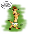  2015 animehyper brown_fur diaper disney english_text feces fur male mammal meerkat mongoose orange_fur scat simple_background soiling solo text the_lion_king timon urine 