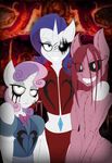  2016 anthro anthrofied black_eyes clothing doll equine fangs female friendship_is_magic group hi_res horn horse jrvanesbroek makeup mammal mascara mascara_tears my_little_pony opalescence_(mlp) pinkie_pie_(mlp) pony rarity_(mlp) running_makeup scar sharp_teeth sweetie_belle_(mlp) teeth unicorn 