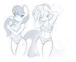  ambris anthro anthrofied breasts brush clothing duo earth_pony equine eyes_closed female friendship_is_magic hair headphones horn horse mammal monochrome my_little_pony navel octavia_(mlp) panties pony sketch small_breasts smile underwear unicorn vinyl_scratch_(mlp) 