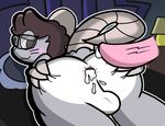  anal balls bed butt cum cum_in_ass cum_inside cumshot disembodied_penis ejaculation eyewear fluffy glasses hair male male/male mammal orgasm penis rat rodent scraps_(character) sex simple_background 