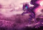  claws day detailed_background digital_media_(artwork) dragon feral grass horn membranous_wings nude outside purple_eyes purple_scales purple_theme ridged_horn scales scalie selianth solo spines western_dragon wings 