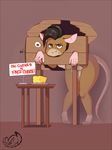  anthro black_hair brown_fur cheese digital_media_(artwork) english_text equine food fur hair horse kenny_(character) male mammal meganemausu mouse multicolored_fur nude penis rodent sign simple_background solo stocks table tan_fur text two_tone_fur 
