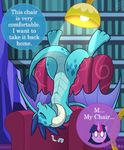  2017 armchair chair dialogue dragon english_text equine female friendship_is_magic horn lamp mammal my_little_pony princess_ember_(mlp) text twilight_sparkle_(mlp) unicorn upside_down vavacung 