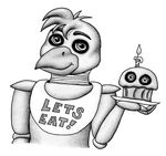  animatronic avian beak bib big_eyes bird candle chica_(fnaf) chick chicken cupcake_(fnaf) endoskeleton eyebrows fire five_nights_at_freddy&#039;s gender:female hair_do lets_eat machine plate r4v3n_wy7ch robot video_games 