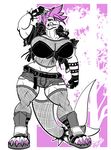  anthro big_breasts breasts bulge clothed clothing dickgirl eda fingerless_gloves fish fishnet gloves intersex marine muscular_dickgirl shark solo standing thick_thighs vishka voluptuous wide_hips 