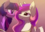  duo equine eye_contact eyelashes female feral friendship_is_magic fur hair horn magnaluna mammal my_little_pony pink_eyes pink_hair princess_celestia_(mlp) purple_eyes purple_fur purple_hair smile twilight_sparkle_(mlp) unicorn white_fur 