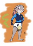  animehyper blush clothing diaper disney ears_down feces female grey-fur judy_hopps lagomorph mammal purple_eyes rabbit scat simple_background soiling solo uniform urine zootopia 