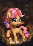  2017 assasinmonkey cutie_mark equine female feral friendship_is_magic grass hair horse kettle_corn_(mlp) looking_at_viewer mammal multicolored_hair my_little_pony object_in_mouth outside pony solo two_tone_hair 