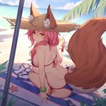  animal_ears bikini caster_(fate/extra) fate/grand_order nian swimsuits tail 