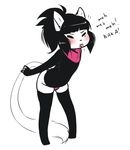  anthro blush clothed clothing english_text feline girly hi_res male mammal mercy_(suelix) reaction_image scarf solo standing suelix text tongue tongue_out 