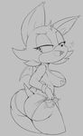  &lt;3 2017 anthro bat bat_wings big_breasts big_butt bracelet breasts butt clothed clothing digital_media_(artwork) eyelashes fangs female fur hooters jewelry looking_back mammal membranous_wings money monochrome open_mouth purple_yoshi_draws rear_view rouge_the_bat shirt shorts smile solo sonic_(series) standing thick_thighs wings 