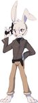  2017 absurd_res anthro belt clothing digital_drawing_(artwork) digital_media_(artwork) female glock gun handgun hi_res jacket jill_hopkins lagomorph mammal melee_weapon nunchaku pants pistol rabbit ranged_weapon salanchu shirt solo utility_belt weapon 