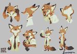  2016 clothing disney fur grey_background multicolored_fur multicolored_tail multiple_images necktie nick_wilde nude ovopack pants shirt simple_background two_tone_fur two_tone_tail zootopia 