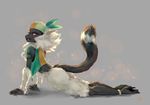  2017 anthro ariiah butt clothing digital_media_(artwork) female fur invalid_tag jewelry lemur looking_at_viewer mammal nintendo passimian pok&eacute;mon primate simple_background solo video_games white_fur xupo 