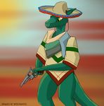  desert dungeons_&amp;_dragons female gun handgun hat kobold mercrantos pistol ranged_weapon scalie scarf sombrero weapon yellow_eyes 