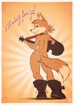  2017 anthro black_nose boots breasts butt canine clothing darma dipstick_tail female footwear fox fox-pop guitar looking_at_viewer mammal multicolored_tail musical_instrument rock_dog simple_background solo 