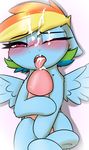  2016 absurd_res blush captainpudgemuffin cum cum_on_face duo equine erection faceless_male feathered_wings feathers female feral first_person_view friendship_is_magic hi_res human looking_at_viewer male male_pov mammal my_little_pony one_eye_closed pegasus penis penis_hug rainbow_dash_(mlp) simple_background solo_focus tongue tongue_out white_background wings 