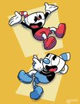 2017 animate_inanimate clothed clothing cuphead_(character) cuphead_(game) digital_drawing_(artwork) digital_media_(artwork) duo hi_res jurassiczalar male mugman_(character) not_furry object_head open_mouth straw 