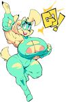  2017 alpha_(vimhomeless) alpha_channel anthro areola_slip big_breasts breasts canine clothing dog english_text female gloves green_eyes hi_res huge_breasts mammal muscular nipple_bulge solo text thick_thighs torn_clothing vimhomeless wide_hips 