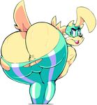  2017 alpha_(vimhomeless) alpha_channel anthro big_butt butt butt_shot canine censored clothing convenient_censorship dog female green_eyes hi_res huge_butt looking_at_viewer looking_back mammal muscular raised_tail rear_view solo sweat thick_thighs torn_clothing vimhomeless wide_hips 