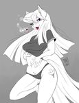  2017 anthro anthrofied camel_toe clothing equine horn kneeling lipstick lipstick_vanity_(mlp) makeup mammal monochrome my_little_pony panties purple_eyes underwear unicorn vanity zwitterkitsune 