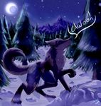  black_nose canine detailed_background digital_media_(artwork) digitigrade fur grey_fur infinitedge2u mammal moon night outside sky star starry_sky tree were werewolf 