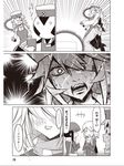  ... 1boy 3girls apron black_general blush comic eyepatch greyscale hat highres jin_(mugenjin) long_hair mask minion_2_(zannen_onna-kanbu_black_general-san) monochrome multiple_girls open_mouth scarf spiked_hair spoken_ellipsis sweat translated zannen_onna-kanbu_black_general-san 