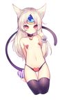  animal_ears bell bell_collar black_legwear box cat_ears cat_tail code:_battle_seraph_(elsword) collar covered_nipples elsword eve_(elsword) expressionless facial_mark flat_chest gem heart heart-shaped_box heart_panties heart_pasties heart_print long_hair looking_at_viewer navel orange_eyes panties pasties pointing pointing_at_self print_panties solo tail thighhighs underwear utm valentine white_background white_hair 