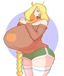 blonde_hair curvy gigantic_breasts theycallhimcake thick_thighs wide_hips 