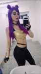 1girl belt cosplay k/da_kai&#039;sa kai&#039;sa league_of_legends lipstick long_hair makeup purple_hair smile solo twintails valentina_kryp 