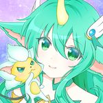  1girl alternate_costume alternate_hair_color alternate_hairstyle choker fluffy_ears green_eyes green_hair horn league_of_legends long_hair magical_girl pointy_ears solo soraka star_guardian_soraka very_long_hair 